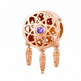 Talisman argint Dream Catcher Rose Gold Purple